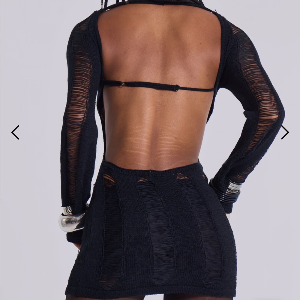 Jaded London Black Distressed Long Sleeve Dress - Picture 4 of 4